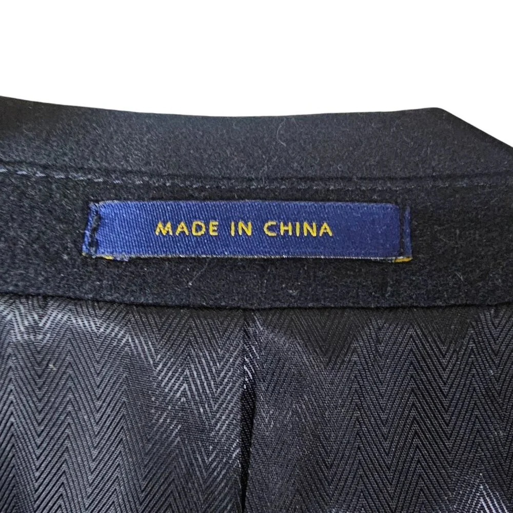 Club Room Wool‎ Silk Cashmere Blazer 48L Black Quiet Luxury Office Old Money